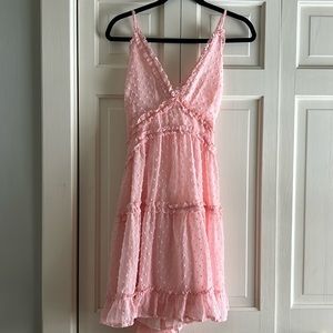 Girls pink dress- lined- size M